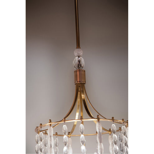 Whitestone 9 Light 20.5 inch Aged Brass Pendant Ceiling Light, Crystal Beads and Finials