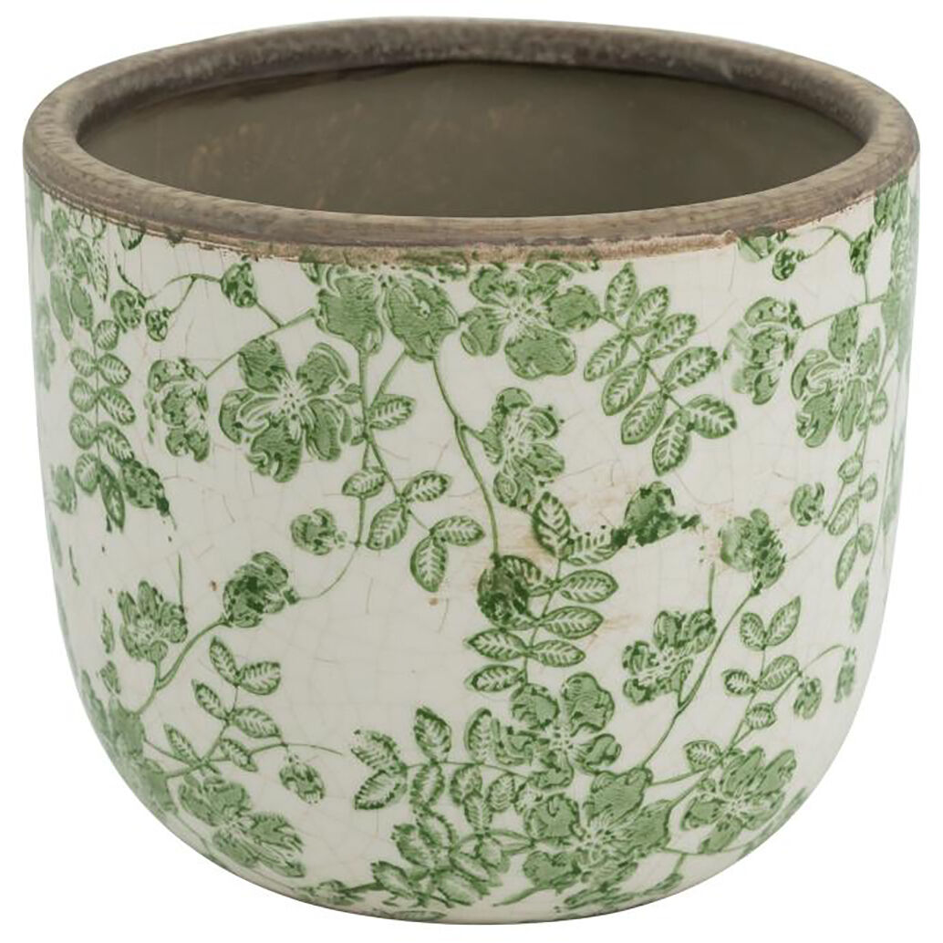 Flower Green and White Planter