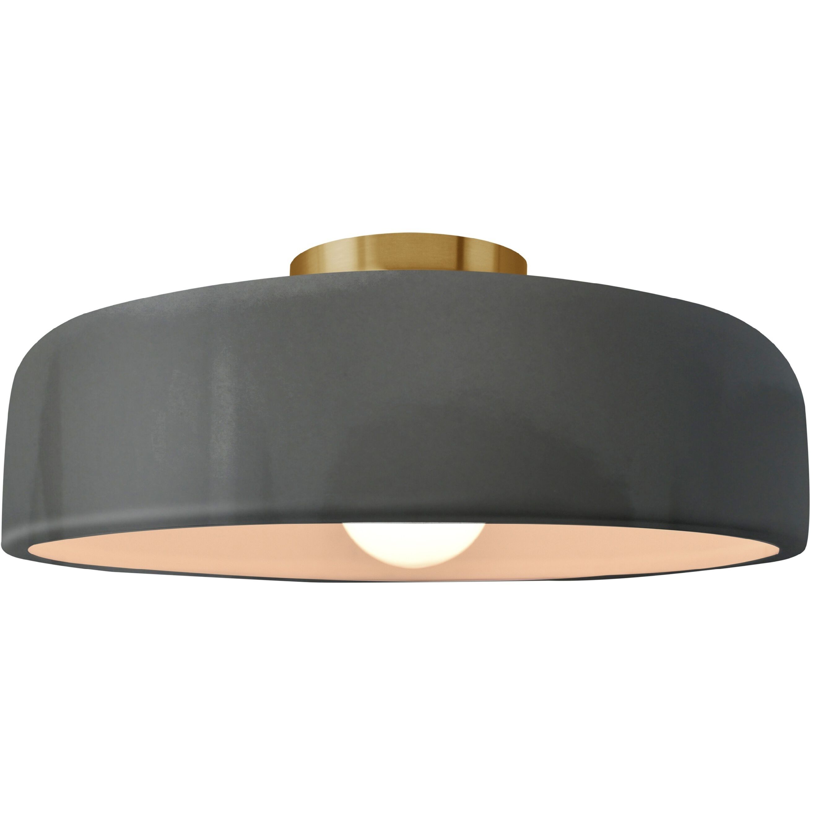 Radiance Collection - Spire LED 13 inch Gloss Grey and Brushed Brass Semi-Flush Ceiling Light in Dedicated LED, Gloss Gray, 13W x 6H, Form+Finish+Function