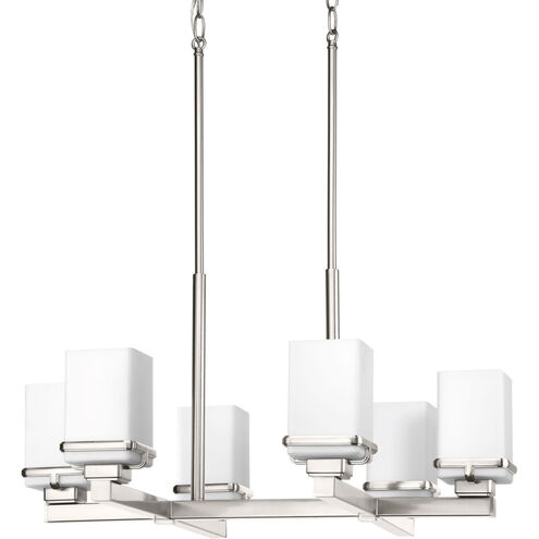 Metric 6 Light 26 inch Brushed Nickel Chandelier Ceiling Light, Design Series