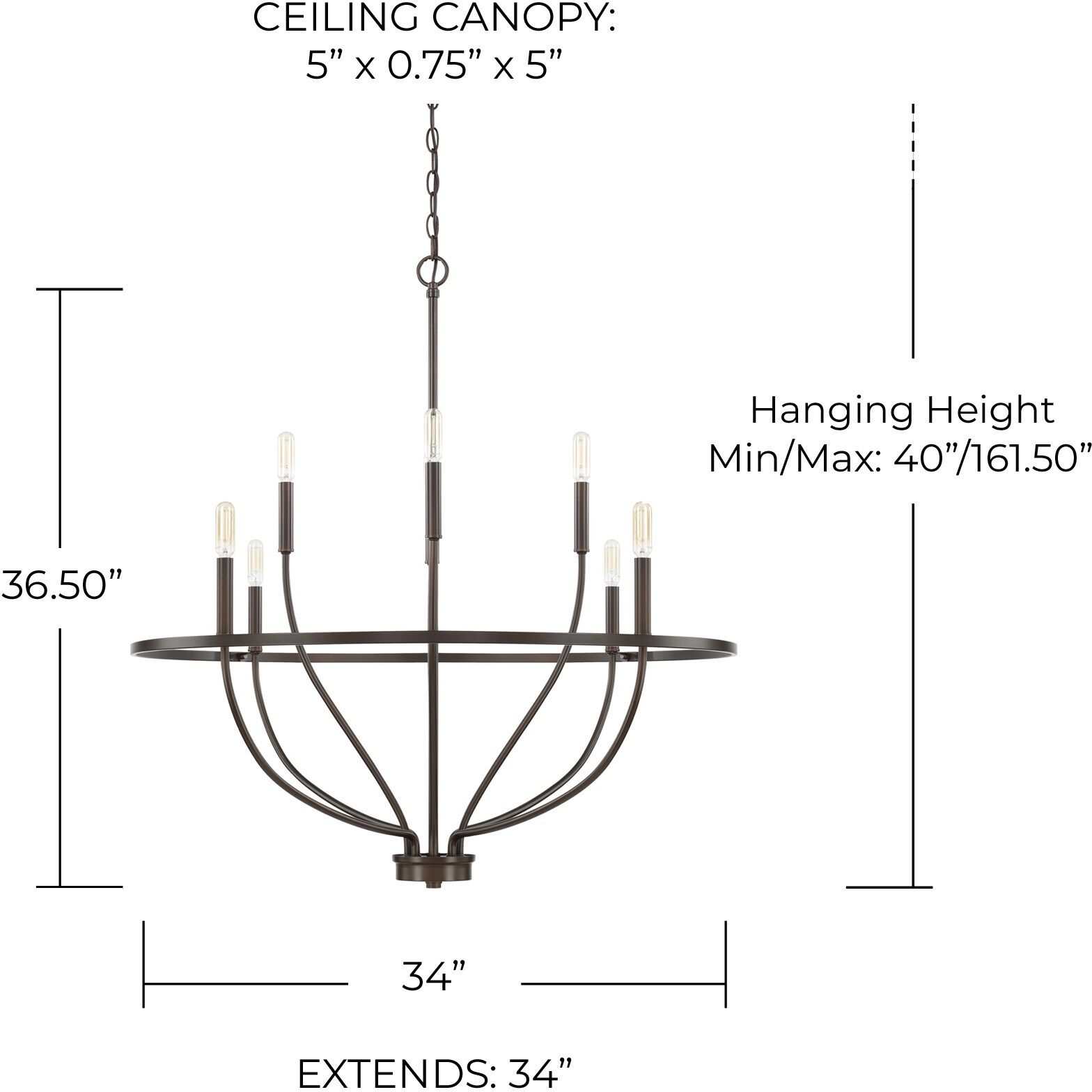 Greyson 8 Light 34 inch Bronze Chandelier Ceiling Light