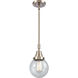 Franklin Restoration Beacon LED 6 inch Brushed Satin Nickel Mini Pendant Ceiling Light in Seedy Glass