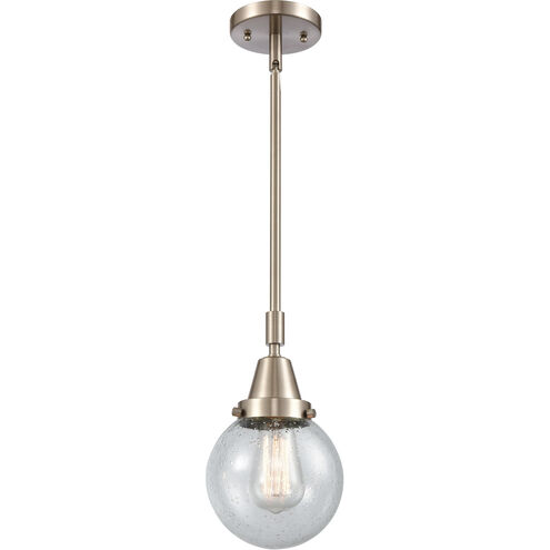 Franklin Restoration Beacon LED 6 inch Brushed Satin Nickel Mini Pendant Ceiling Light in Seedy Glass
