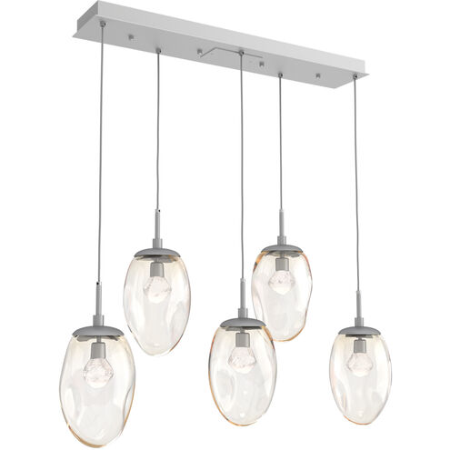 Meteo LED LED Classic Silver Linear Pendant Ceiling Light in 2700K LED, Zircon Inner - Amber Outer, Multi-Pendant