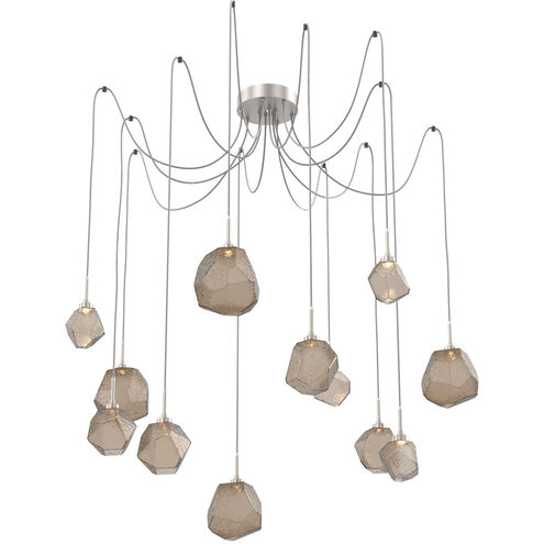 Gem LED 17 inch Metallic Beige Silver Swag Multi-Pendant Ceiling Light in 3000K LED, Bronze