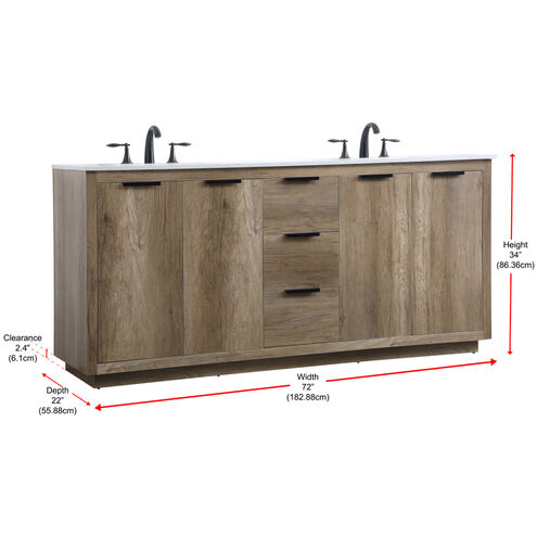 Blake 72 X 22 X 34 inch Natural Oak Vanity Sink Set