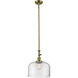 Franklin Restoration Bell LED 12 inch Antique Brass Mini Pendant Ceiling Light in Clear, Franklin Restoration