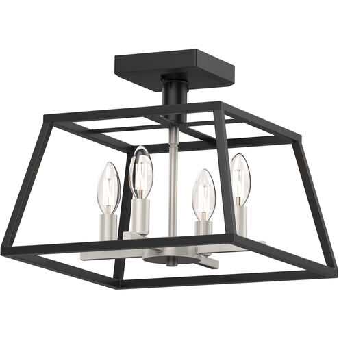Laurentian 4 Light 14 inch Satin Nickel and Graphite Semi-flush Mount Ceiling Light