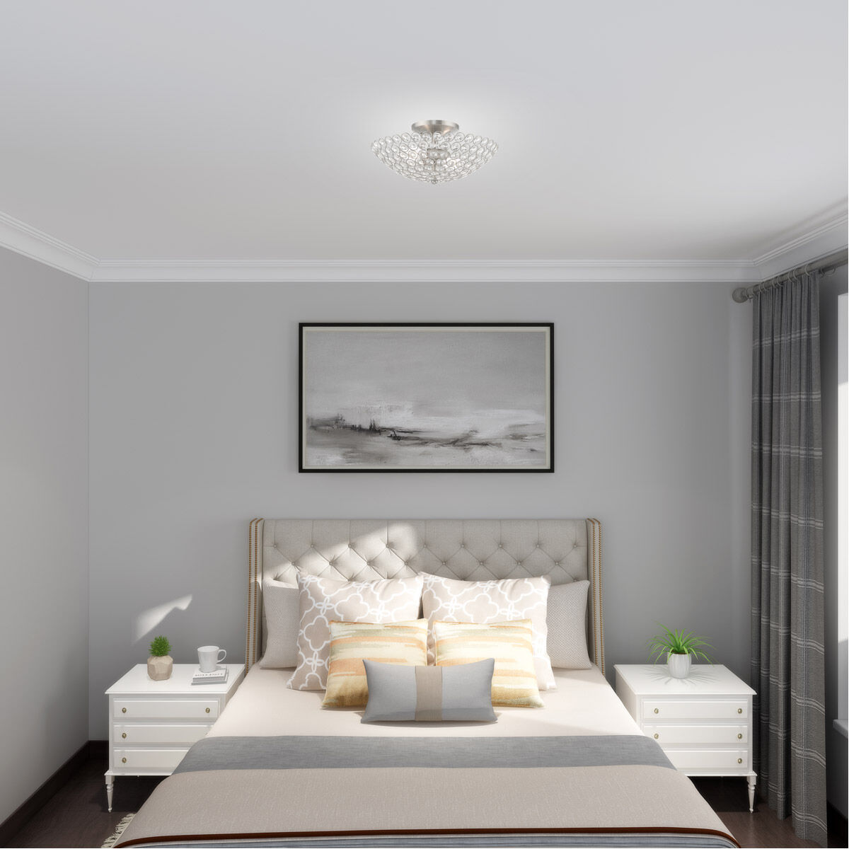 Cassandra 2 Light 13 inch Brushed Nickel Semi-Flush Mount Ceiling Light