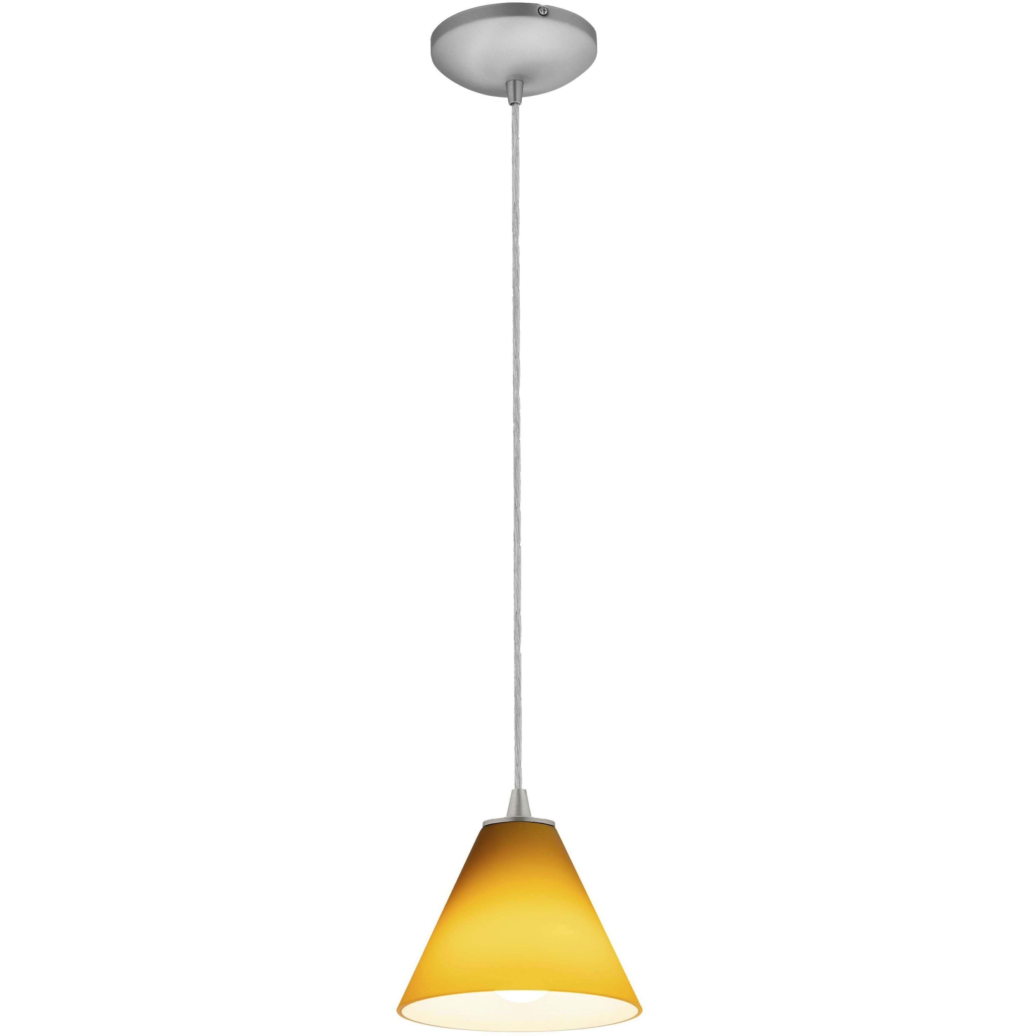 Martini LED 7 inch Brushed Steel Pendant Ceiling Light in Amber