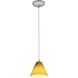 Martini LED 7 inch Brushed Steel Pendant Ceiling Light in Amber