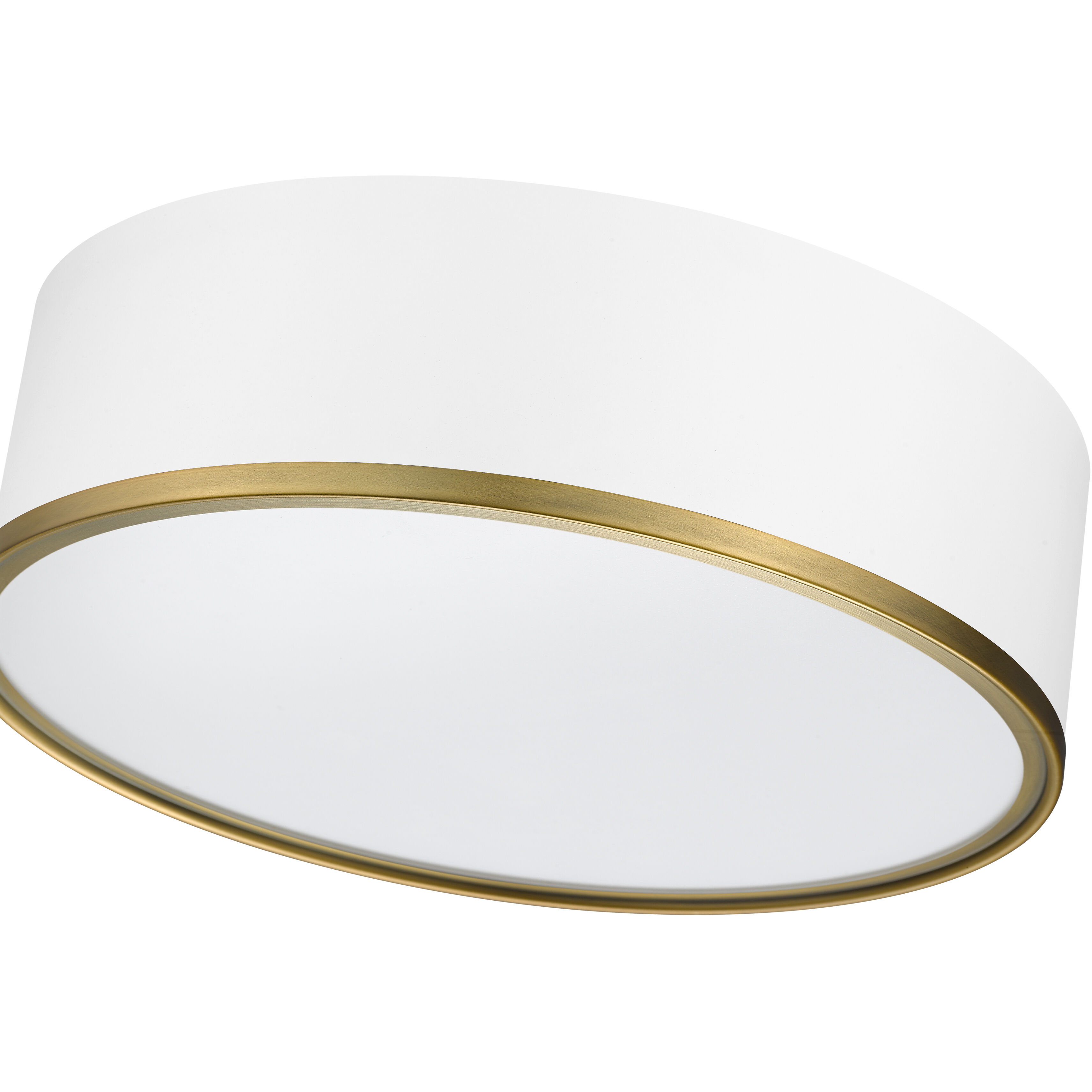 Arlo 3 Light 16 inch Matte White and Rubbed Brass Flush Mount Ceiling Light