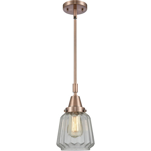Franklin Restoration Chatham LED 6 inch Antique Copper Mini Pendant Ceiling Light in Clear Glass