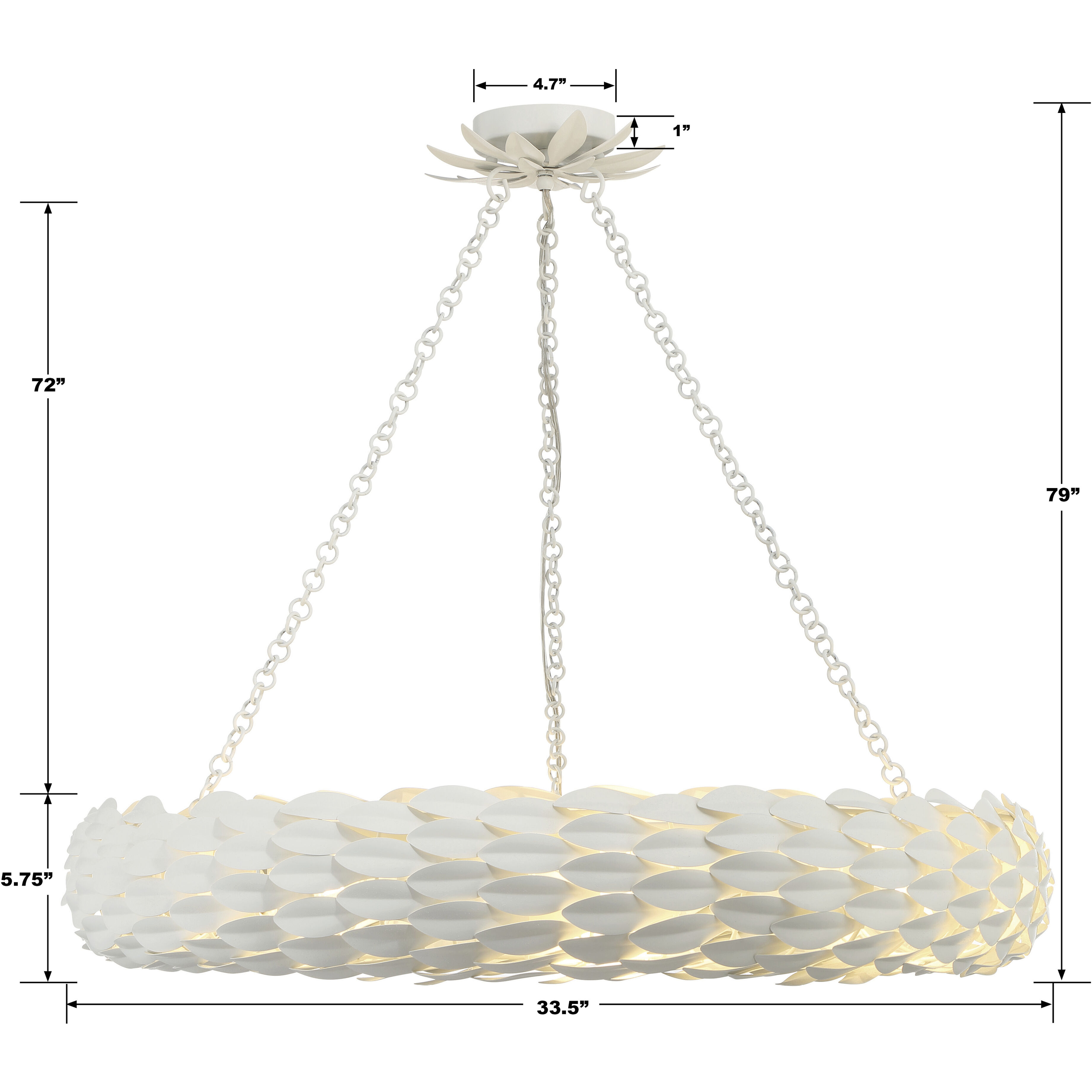 Broche 8 Light 33.5 inch Matte White Chandelier Ceiling Light