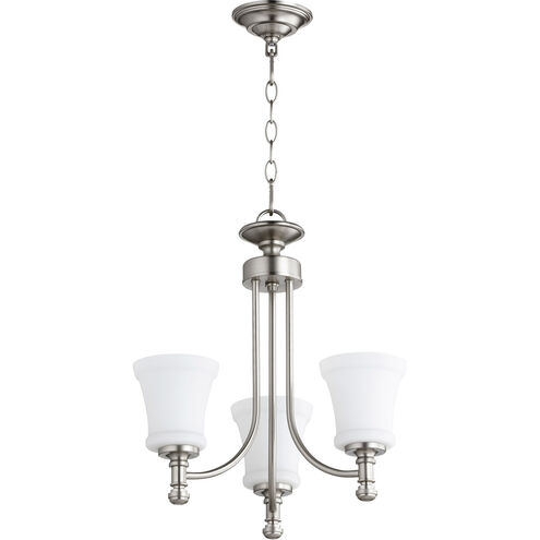 Rossington 3 Light 18 inch Satin Nickel Mini Chandelier Ceiling Light in Satin Opal