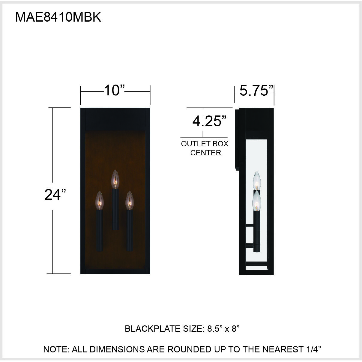 Maren 3 Light 24 inch Matte Black Outdoor Wall Lantern