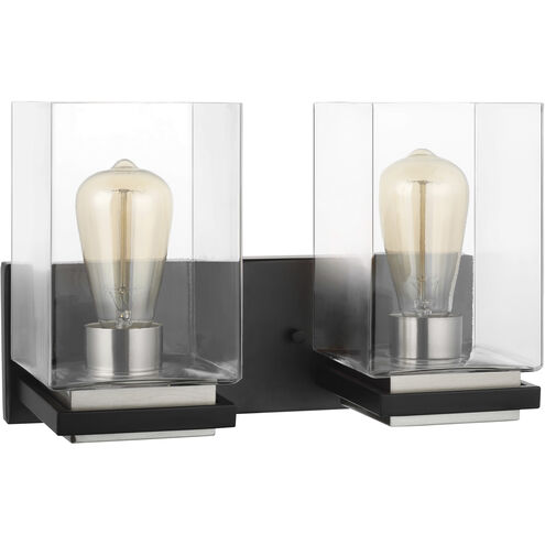 Crossroads 2 Light 14.13 inch Matte Black Bathroom Vanity Lights Wall Light