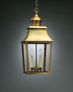 Sharon 2 Light 10 inch Antique Brass Hanging Lantern Ceiling Light in Clear Seedy Glass