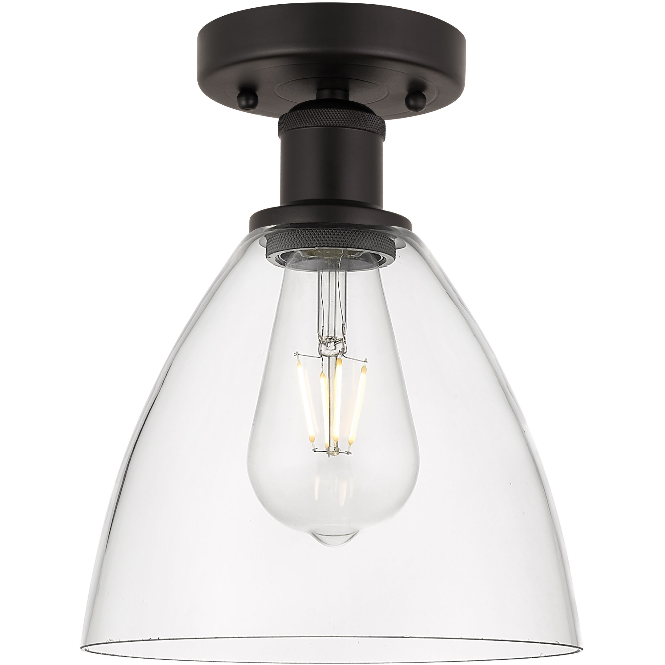 Edison Bristol Glass 1 Light 8 inch Oil Rubbed Bronze Semi-Flush Mount Ceiling Light in Clear Glass