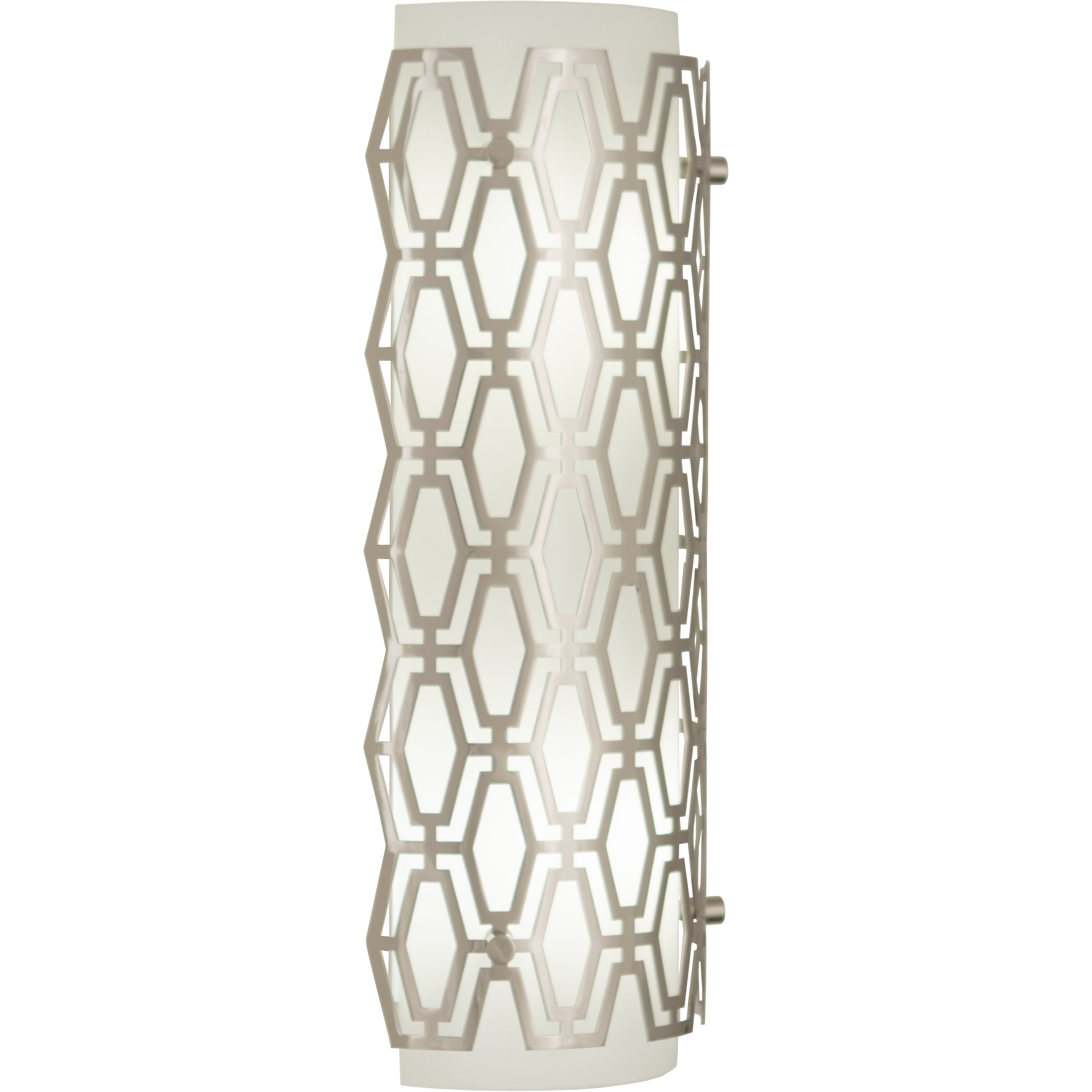 Marcel Wall Sconce Wall Light in Polished Nickel, Frosted Cased White Glass, Geometric Framing