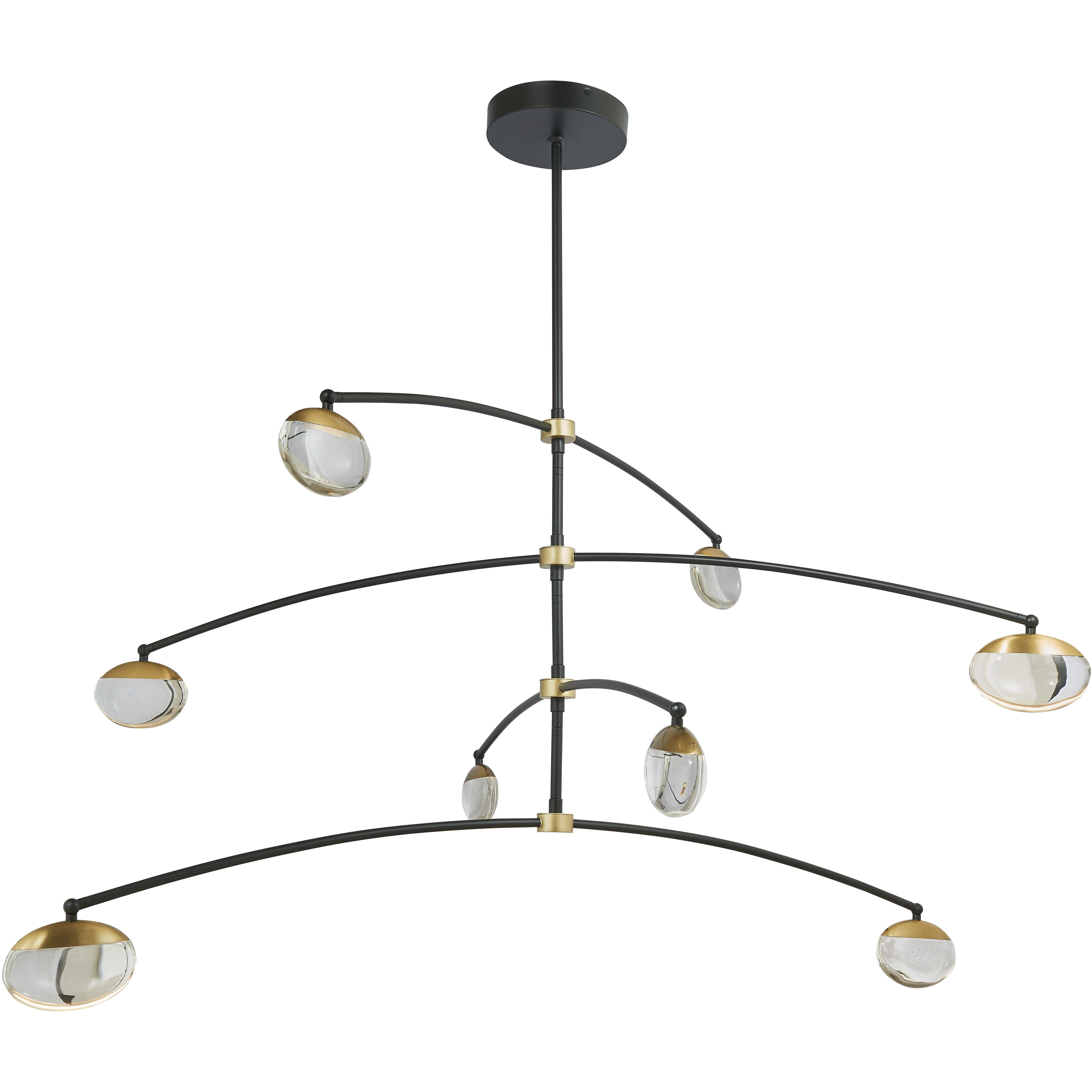 Athena LED 43.5 inch Matte Black and Brushed Brass Pendant Ceiling Light