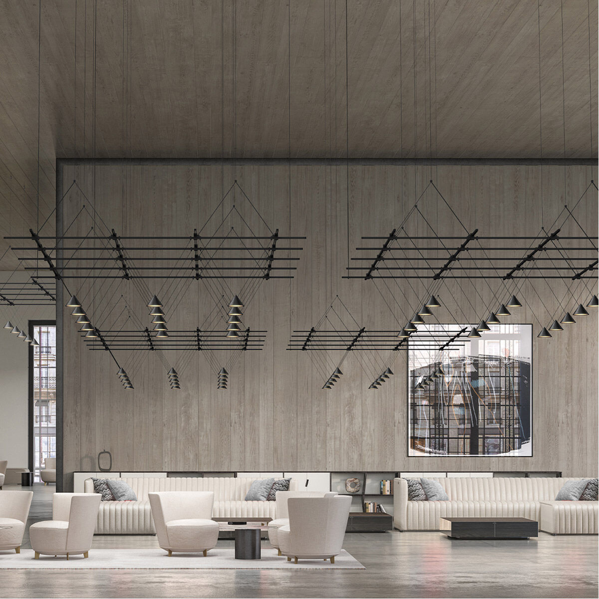 Suspenders LED 73 inch Satin Black Suspension Ceiling Light