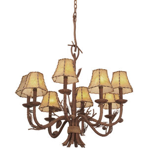 Ponderosa 8 Light 26 inch Ponderosa Chandelier Ceiling Light in Without Glass, Leather-wrapped 