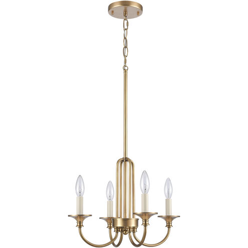 Cecil 4 Light 16 inch Natural Brass and Off White Semi Flush Mount Ceiling Light
