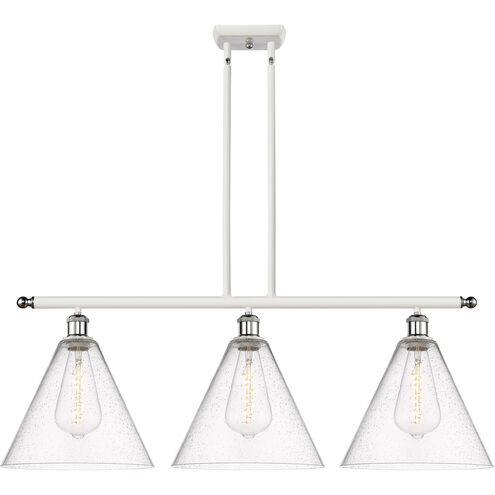 Ballston Ballston Cone LED 38.5 inch White and Polished Chrome Island Light Ceiling Light in Seedy Glass
