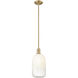 Downtown Urban Brookhaven Cloche 1 Light 7 inch Brushed Brass Mini Pendant Ceiling Light in Opal Glass