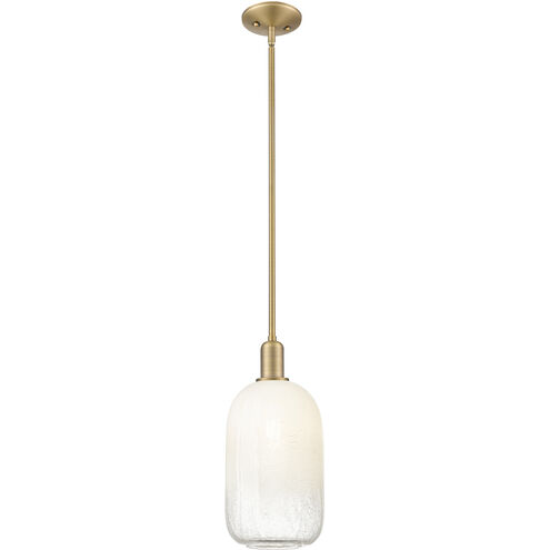 Downtown Urban Brookhaven Cloche 1 Light 7 inch Brushed Brass Mini Pendant Ceiling Light in Opal Glass