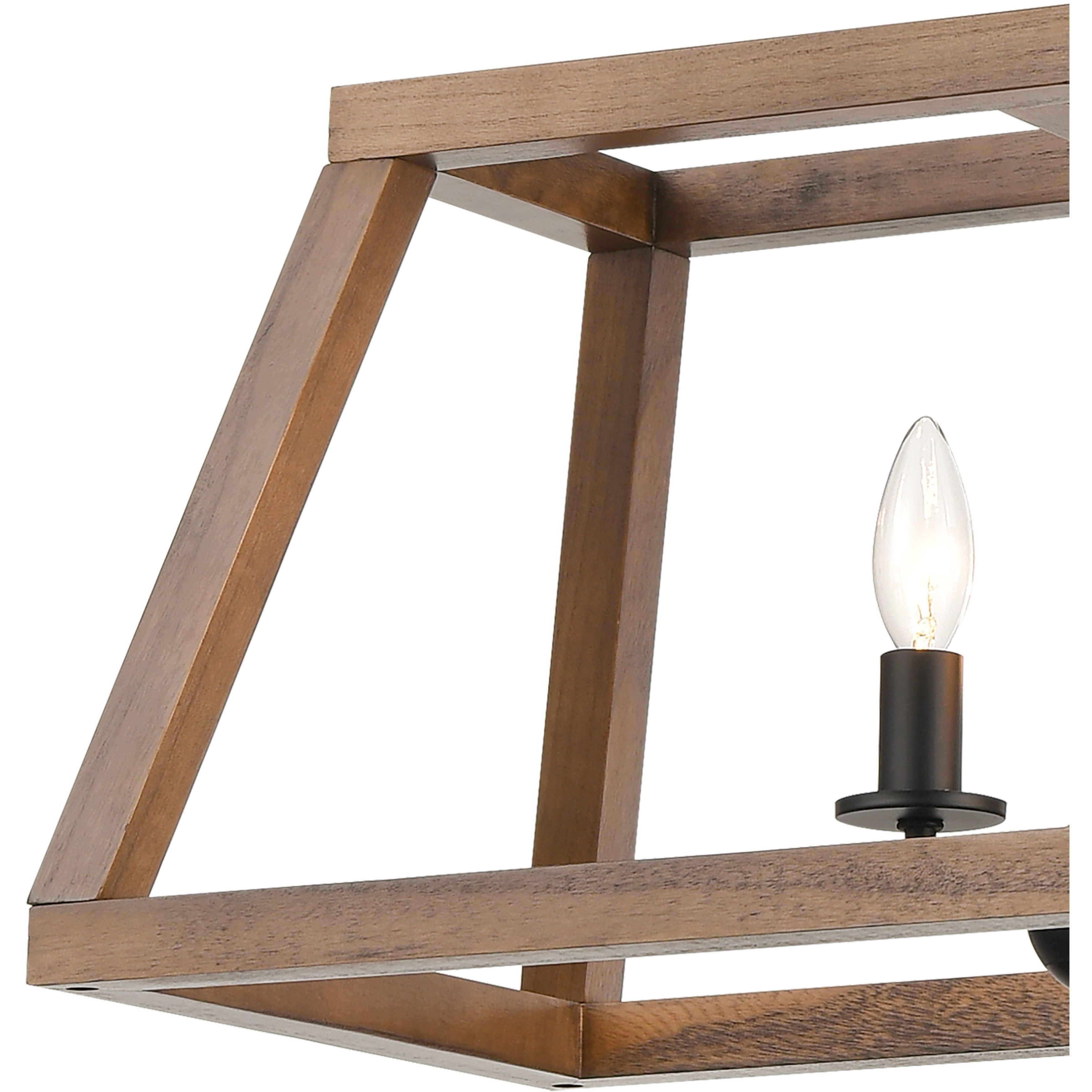 Barrow 6 Light 36 inch Birchwood with Matte Black Linear Chandelier Ceiling Light