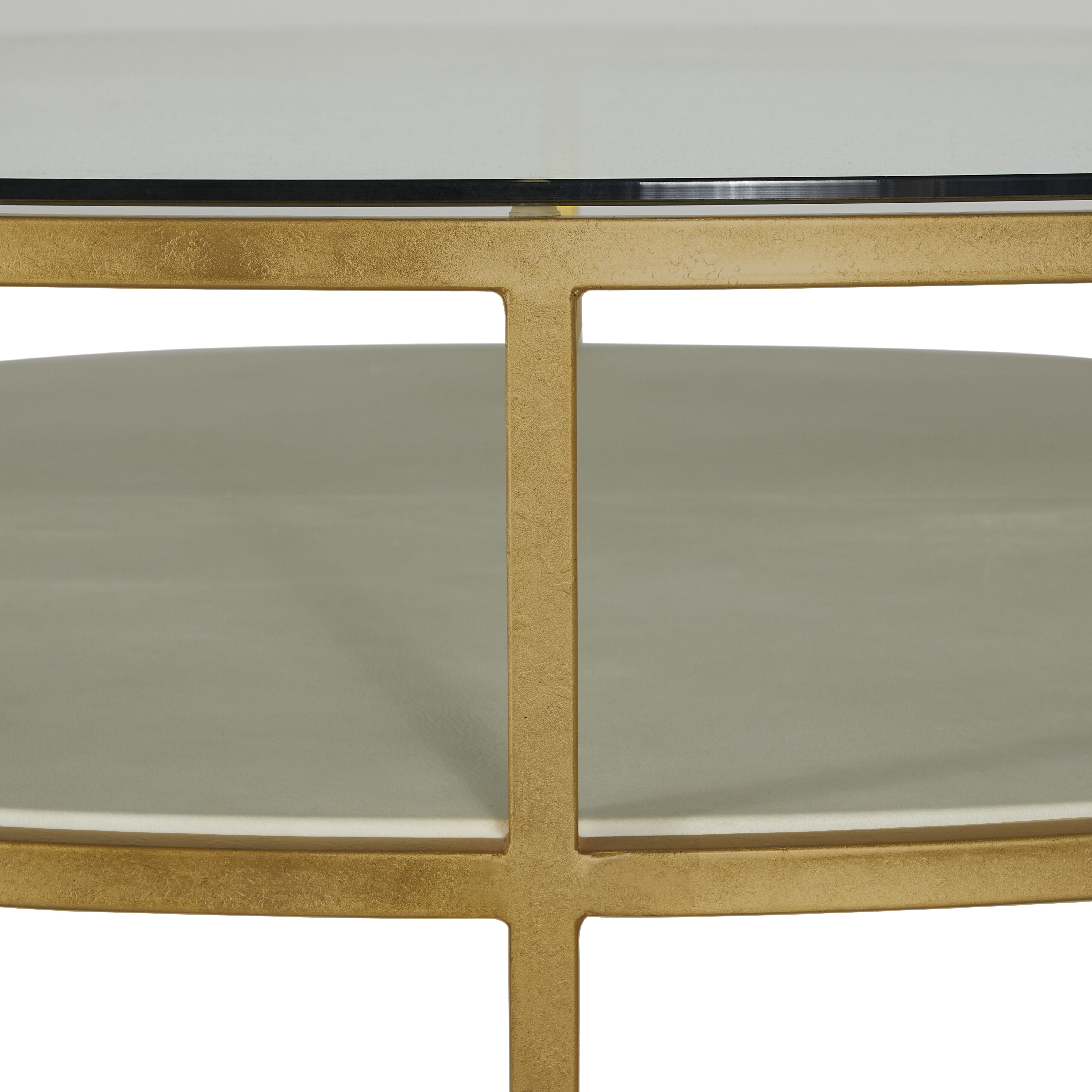 Constance 50 X 50 inch White Leather and Antique Brass Leaf Coffee Table