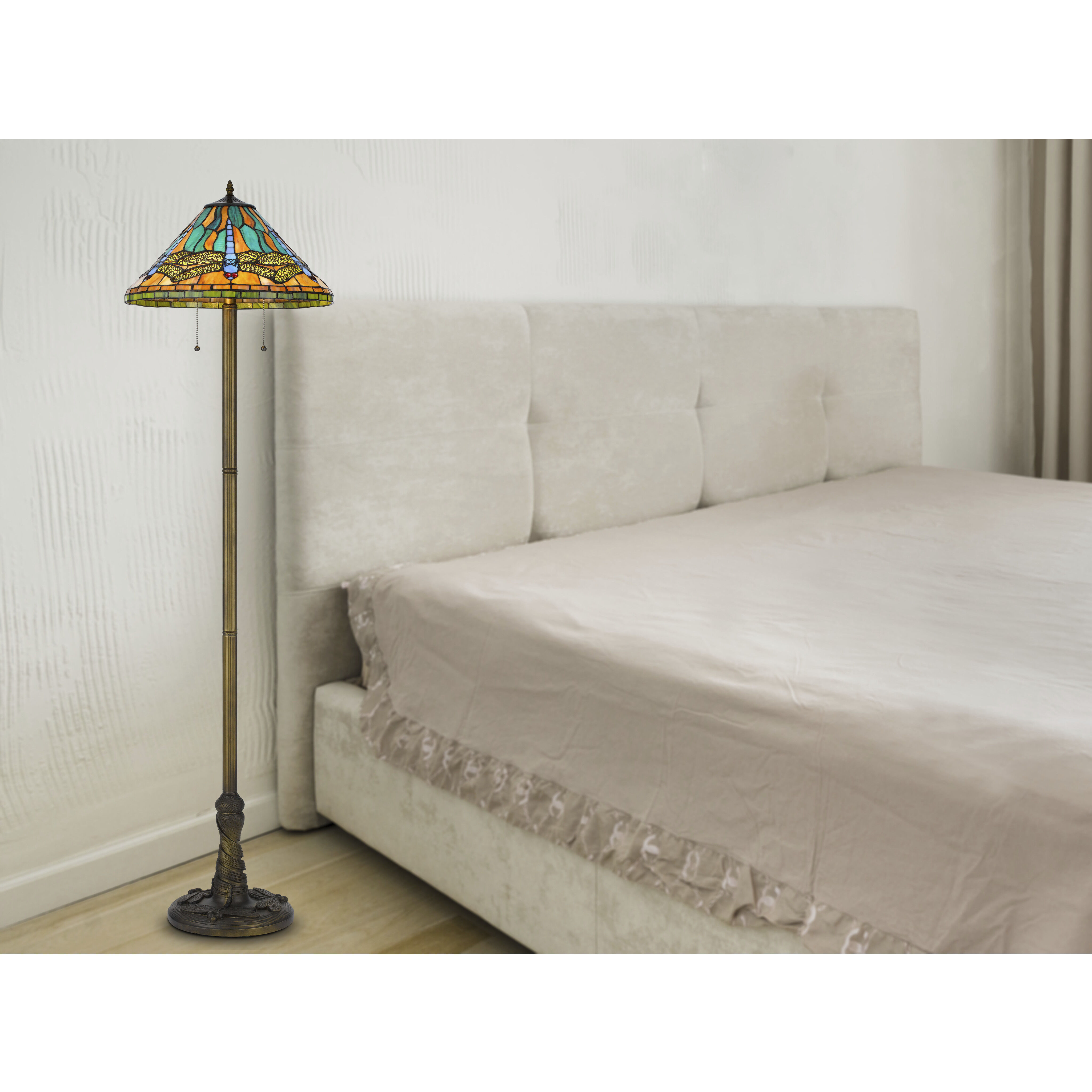 3108 Tiffany 63 inch 60.00 watt Antique Brass Floor Lamp Portable Light