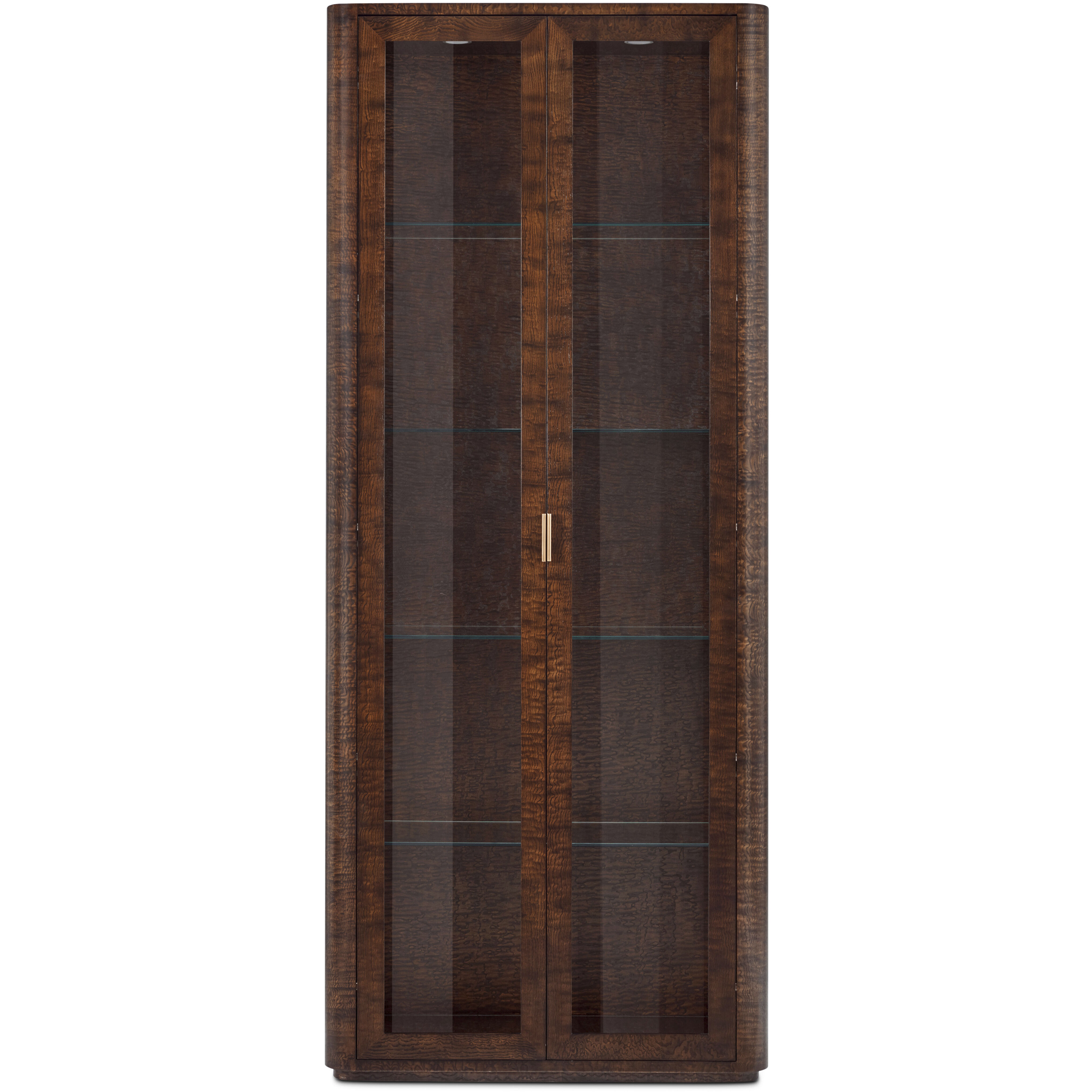 Kesden Pyramid Brown Curio Cabinet, Wooden with Glass
