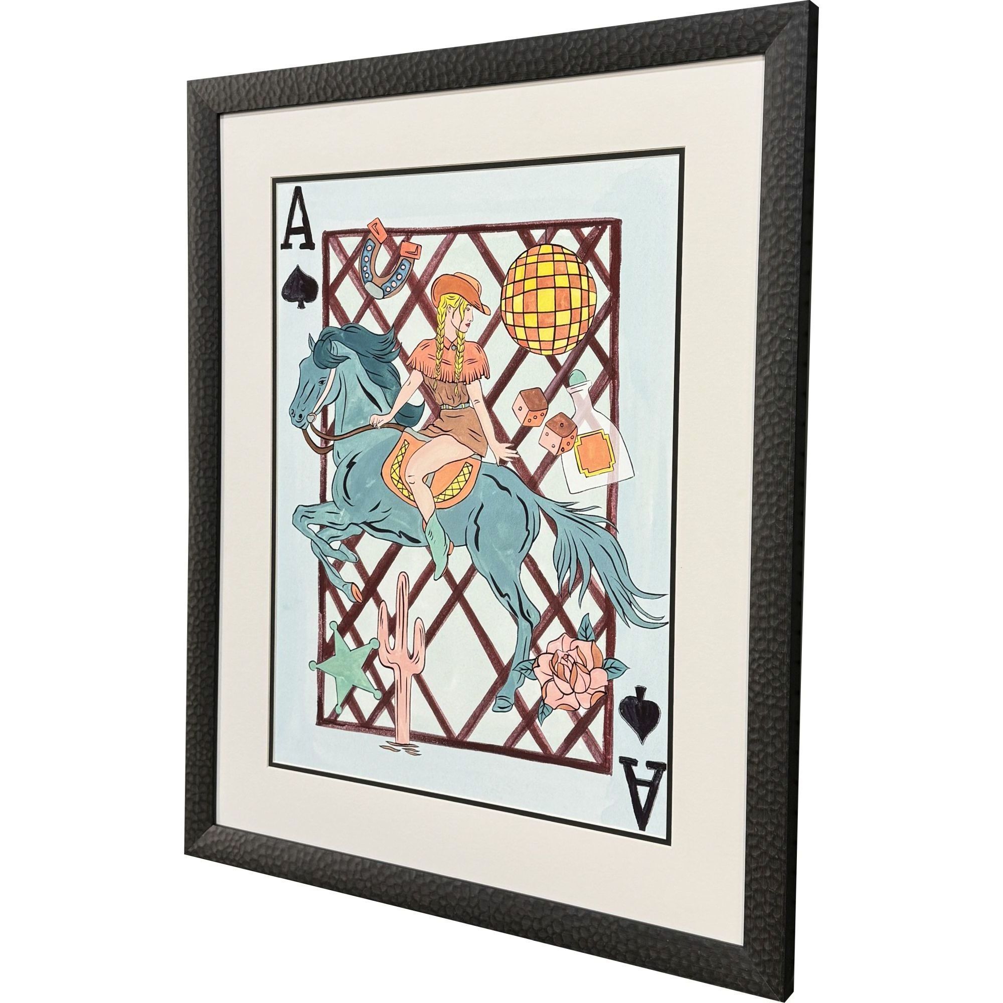 Range Rider Brown and Blue and Red Framed Art
