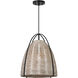 Sean Lavin Norman 1 Light 15.5 inch Midnight Black with Ash Wicker Pendant Ceiling Light