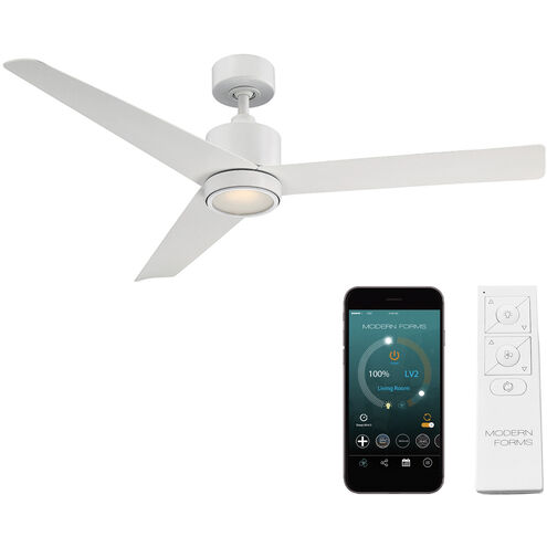 Lotus 54 inch Matte White Downrod Ceiling Fan in 3500K