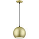 Kuppola 9.25 inch Soft Gold with Black Accents Pendant Ceiling Light, Globe
