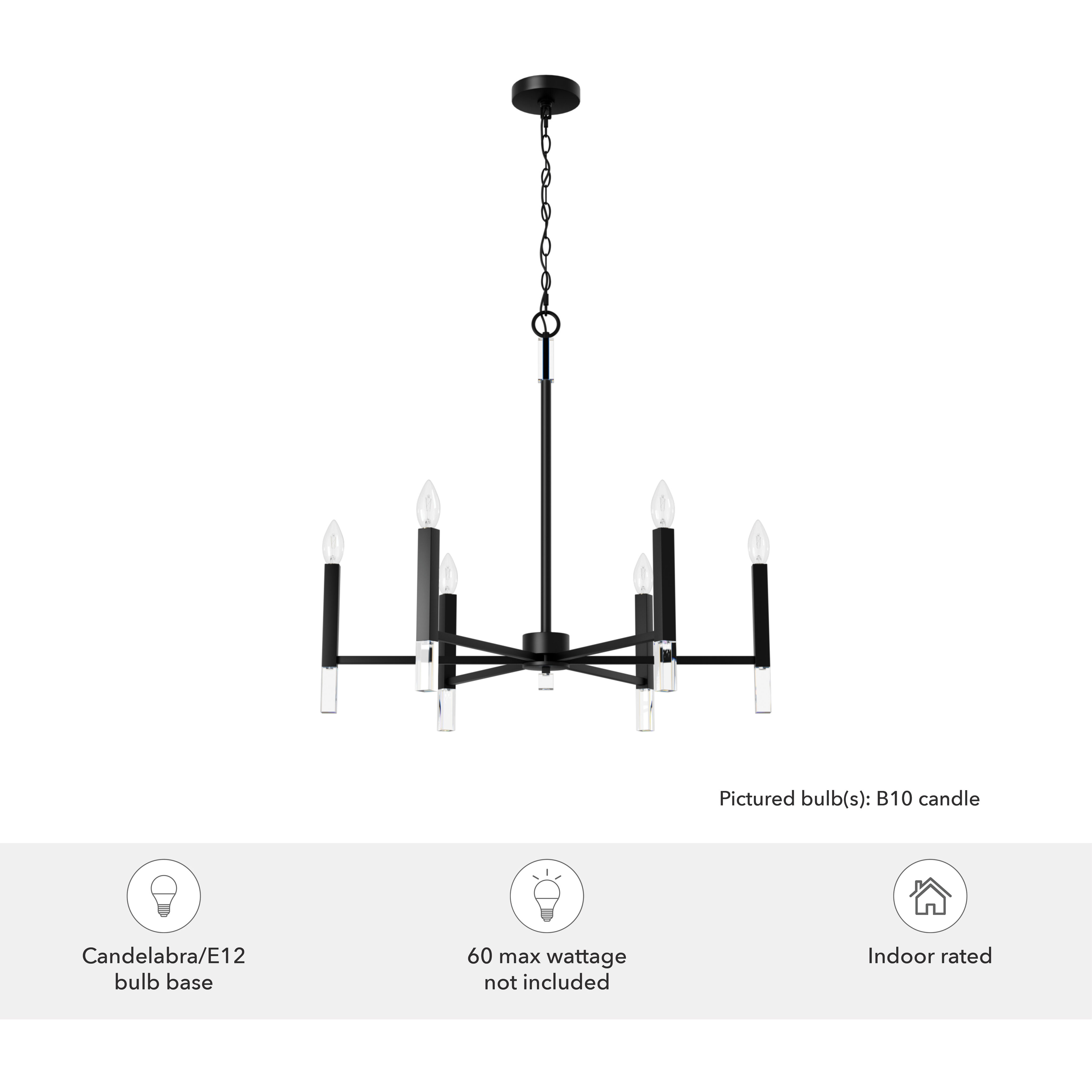 Sunjai 6 Light 30 inch Matte Black Chandelier Ceiling Light