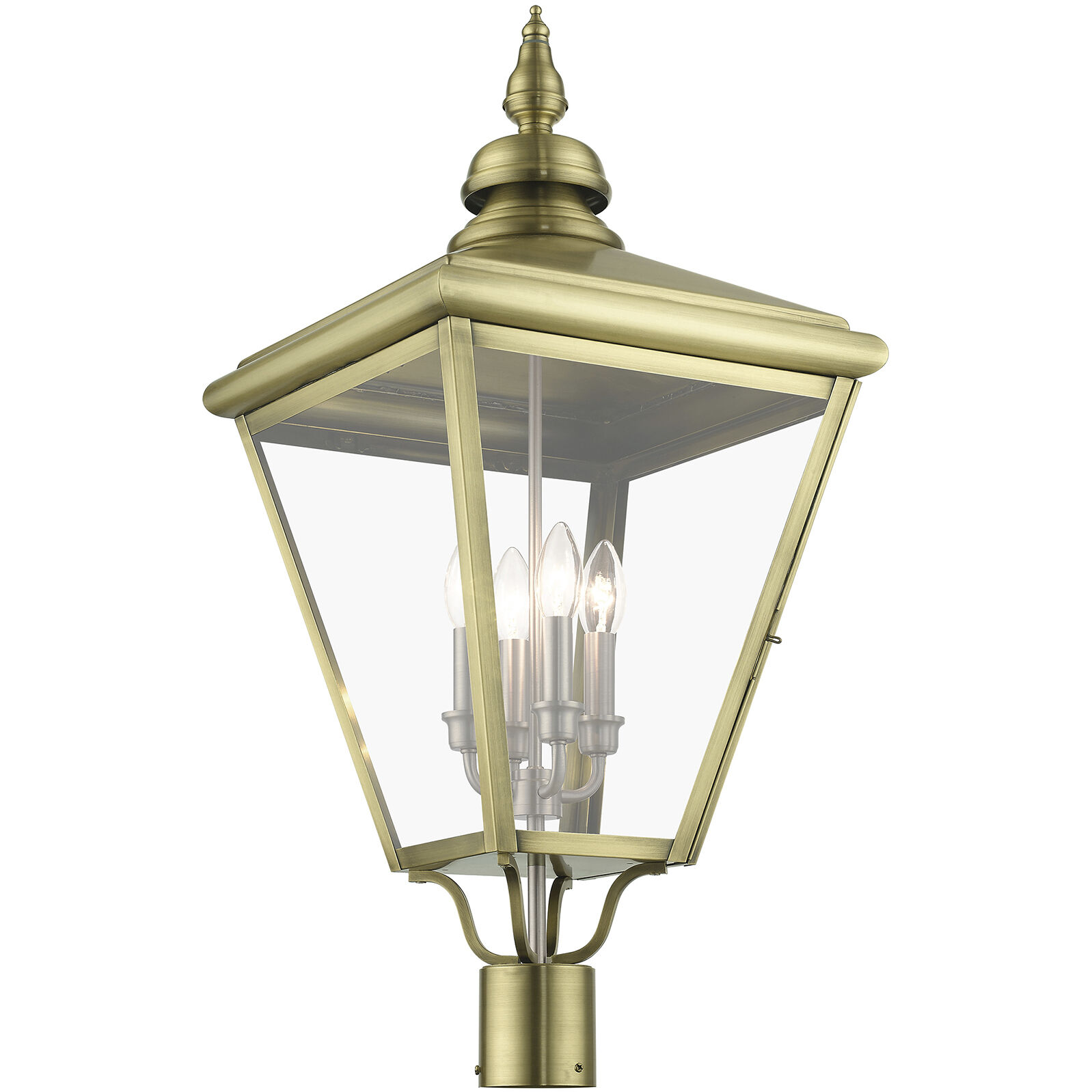 Adams 4 Light 31.5 inch Antique Brass with Brushed Nickel Finish Cluster Outdoor Extra Large Post Top Lantern