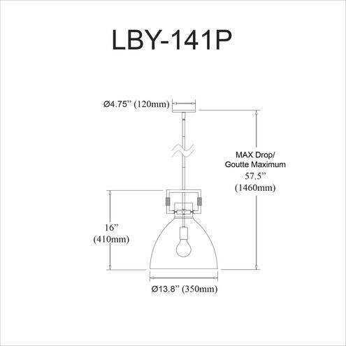 Liberty 1 Light 13.75 inch Polished Chrome Pendant Ceiling Light