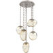 Cosmos LED 24.3 inch Beige Silver Multi-Pendant Ceiling Light in 3000K LED, Amber, Oval Chain
