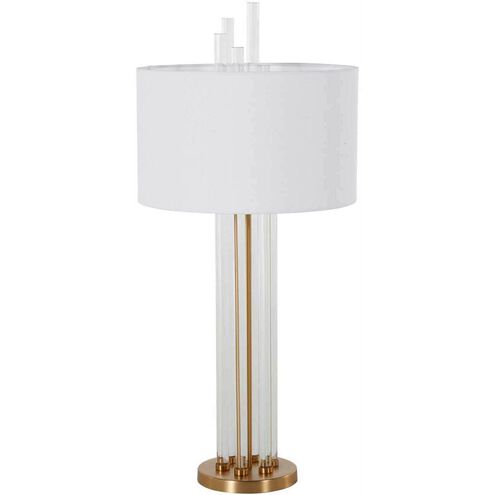 Merna 37.5 inch Antique Brass / White Linen Table Lamp Portable Light