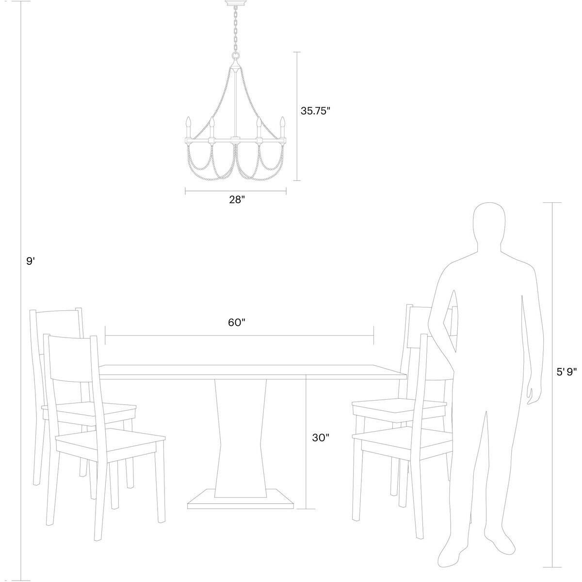 Sean Lavin Beverly 6 Light 28 inch French Washed Oak / Distressed White Wood Chandelier Ceiling Light