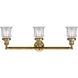 Franklin Restoration Small Canton 3 Light 30 inch Brushed Brass Bath Vanity Light Wall Light in Clear Glass, Franklin Restoration