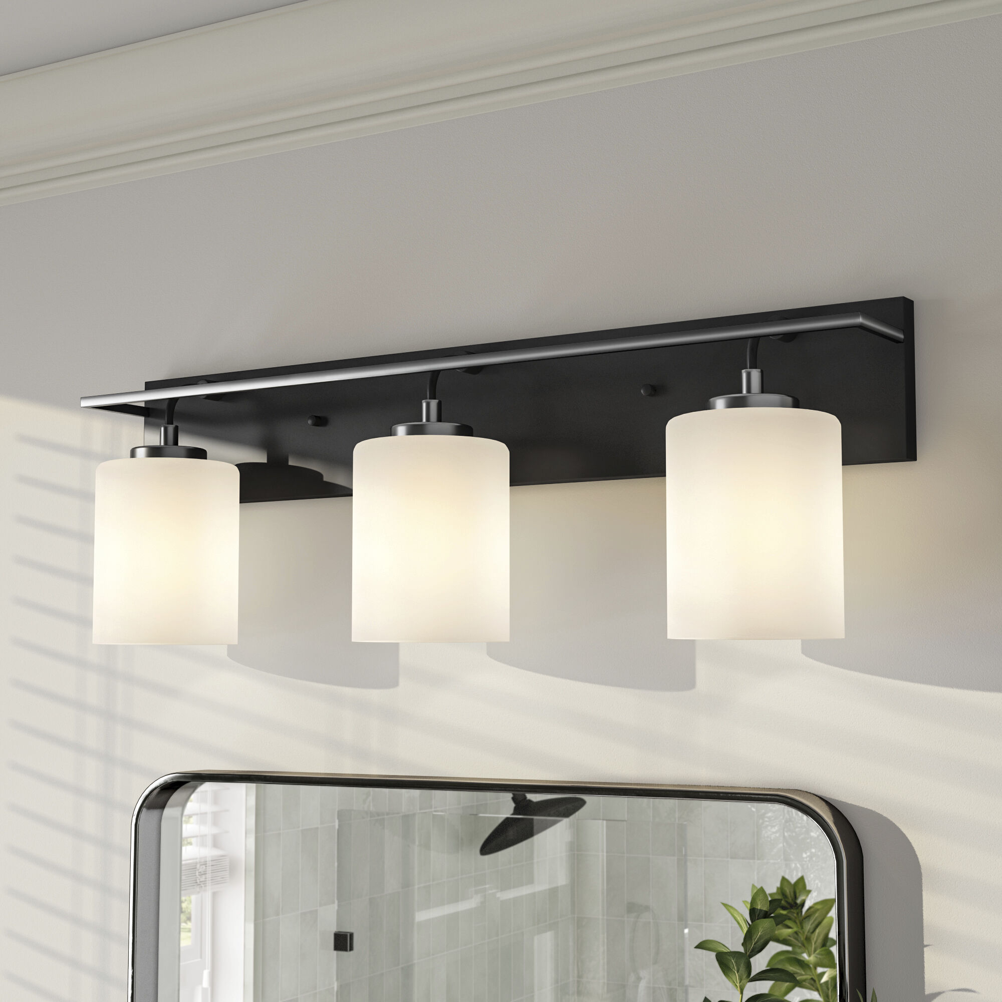 Prince St 3 Light 24 inch Matte Black Vanity Light Wall Light