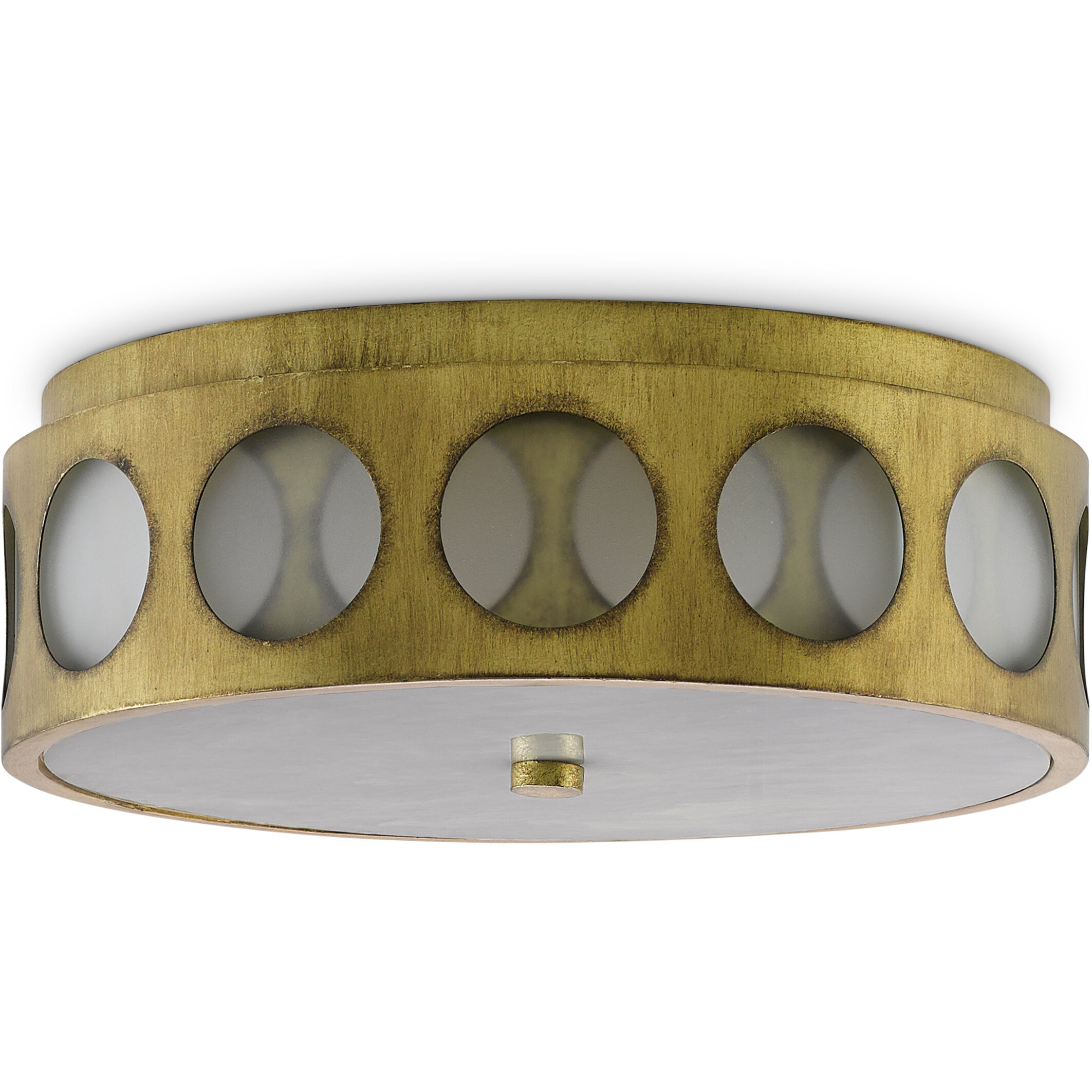 Go-go 2 Light 16 inch Brass Flush Mount Ceiling Light