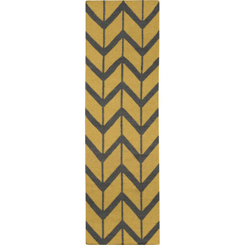 Fallon 96 X 30 inch Bright Yellow, Charcoal Rug