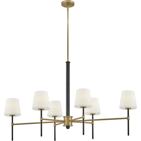 Saunders 6 Light 45 inch Black with Lacquered Brass Chandelier Ceiling Light